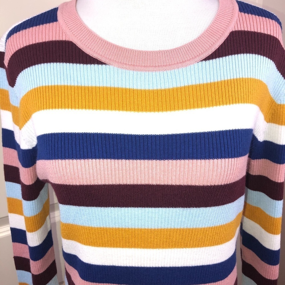 Halogen Striped Ribbed Knit Sweater L - Picture 7 of 16